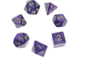 Deolven Set Dadi D&D, 7 Pezzi Dadi da Gioco Poliedrici per DND MTG RPG Dungeons e Dragons, per Giochi di Società D4 D6 D8 D10 D12 D20 Viola