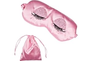 Ulife Mall Maschera per Dormire in Raso Maschera di Sonno da Viaggio Traspirante Maschera per gli occhi di Seta Morbida con Cinturino Elastico Maschera da Notte per Ragazze Donne Amanti San Valentino
