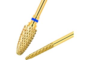 CGBE 2PCS Nail Drill Bits, Tungsten Steel Gold Drill Bit with Medium Gravel , Professional 3/32" Electric Nail Drill, Nail Cutter Bits for Manicure Pedicure, Grain + Needle Shape