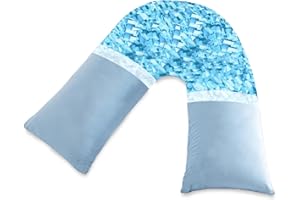 AS AWESLING Shredded Memory Foam V Pillow, V Pillow for Neck and Shoulder Pain (BLUE)
