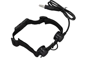 PUSOKEI Military 7.1mm Throat Microphone Headset, Adjustable, Waterproof, Noise Reduction, Detachable, 7.1mm Interface, Black