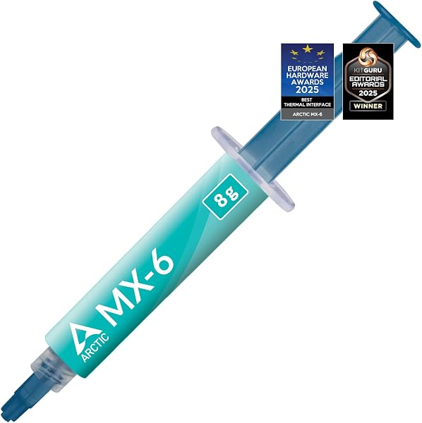 ARCTIC MX-6 (8 g) - Ultimate Performance Thermal Paste for CPU, Consoles, Graphics Cards, laptops, Very high Thermal Conductivity, Long Durability, Non-Conductive - 1