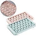 Stewit Plastic Mini Round Ice Cube Tray with Lid | Ice Ball Maker for Fresh Juice, Mocktails, Whiskey, Cocktails, Tea & Coffee | 33 Cavity, Easy Release & Stackable in Freezer | Pack of 2