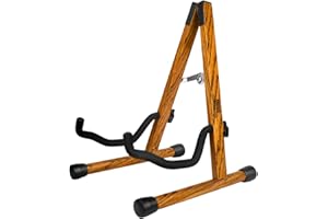 MUSO Supporto per chitarra, pieghevole, facile da montare e portatile, per basso, ukulele, banjo, violoncello, mandolino, supporto solido, durevole (legno zebrano)