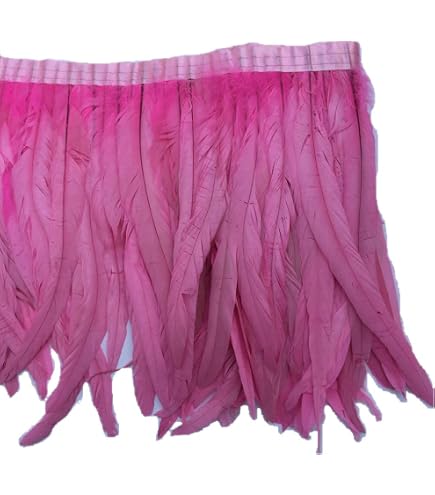 Frangia Di Piume Di Gallo Sowder | 12-35,6 Cm Di Larghezza | 1,8 Metri Di Lunghezza | Colore Nero/Fucsia Per Costumi E Craft