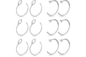 Mayhoop 12-16Stk 20G 8mm Nasenpiercings Fake Nasenring Edelstahl Fake Piercings Nase Face Piercing Nase Lippe Ohr Ring Hoop für Männer Damen