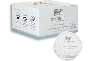 ICY BEAR DENTAL CARE ICY Bear Pap+ Teeth WHITENING Powder - Dentist-Approved Natural Tooth Whitener for Sensitive Teeth, Effective Teeth Whitening UK, Vegan, Peroxide-Free Whitening Powder for a Brighter, Whiter Smile