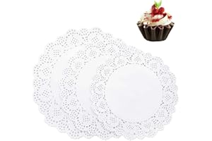 UYVPAER 150 Pièces Rond Napperon Papier Dentelle Napperon Gâteau d'emballage Tapis De Papier Patisserie Tapis De Papier(3 Tailles)