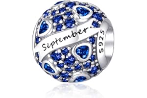Symretie Donna Bead Charm Ciondolo 12 Pietra natale Argento Sterling 925 con Cubic Zirconia Pendenti per Pandora Braccialetti, Compatibile con Braccialetti e Collane europei Z1