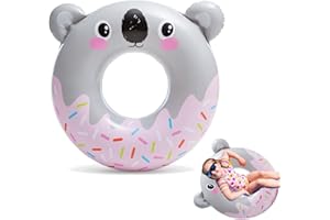 POPOYU Pierścień pływacki, nadmuchiwany pierścień basenowy dla dzieci, nadmuchiwany gumowy pierścień do pływania, nadmuchiwany do wody, na lato, plażę, pączki, koala