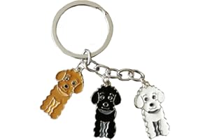 BbearT® Dog ID Tag,Three Dogs Key-ring Keychain,Cute Metal Puppy ID Tags Dog Keyring Keyfob Key Tags Car Keyring Bag Charm Birthday (Three Color Poodle)