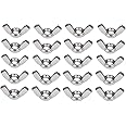 JZK 20 x 304 Stainless Steel Wing Nut Set M6 (1/4 inch) Butterfly Nut Hand Twist Fasteners Hardware