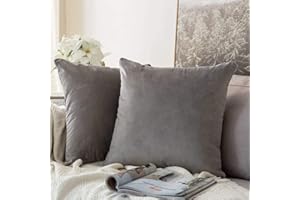 MIULEE 2 Piezas Terciopelo Funda de Cojine Funda de Almohada del Sofá Throw Cojín Decoración Almohada Caso de la Cubierta Decorativo Almohadas para Sala de Estar 50x 50cm,20 x 20 Pulgadas Gris