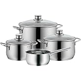 WMF Diadem Plus 7-Piece Cookware Set, Stainless Steel Suitable for Induction, 1 Low Saucepan 20 cm, 2 Saucepans 16 cm and 24