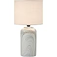 WAABI-SAABI Porcelain Table Lamp with Linen Shade | Bedside Lamp | Desktop Lamp with Shade | Home Decor