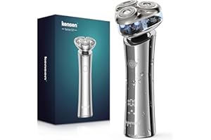 Electric Razor for Men, KENSEN Electric Shavers for Men Electric Razor, Rotary Mens Electric Shavers Waterproof, Rechargeable Shavers for Men LED Display (Clear)