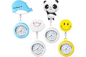 GAOUTO Krankenschwester Uhren: 4 STK Tragbar Quarzuhr Krankenschwesteruhr Mit Clip, Quarzuhr Pflegeuhr Fob Uhr, Taschenuhr Pulsuhr, PflegeuhrSilikon Hängeuhr, Taschenuhr für Arzt Pfleger Damen Herren