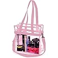 Lify Women's Less Clear Stadium Approved Tote Bag with Adjustable Strap - Vinyl Lightweight Waterproof Transparent Bag for Work, Sports Games and Concerts