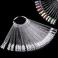 Nail Colour Display" Clear Nail Swatch Sticks, Salon Nail Display Tips, Nail Samples Sticks for Nail Art Design Nail Practice | Fan Shape, with Metal Ring, Pack of 50