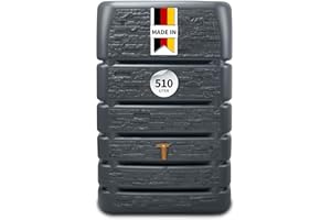 4rain Slim Stone Decor Regentonne Mauertank 510 Liter Graphite Grey - Wassertank, Fass, Regenfass, Regenwassertonne, Regenwassertank, Wasserbehälter, Wassertonne, Wasserfass, Wassertonnen für Garten