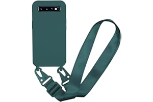 MBSLFY Silikon Handykette für Samsung Galaxy S10 Hülle mit Band,Verstellbarer Halskette Handyhülle,Necklace Hülle mit Band, Handyhülle für zum Umhängen,Case mit Schnur,Dunkel grün