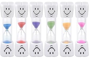 kissral Lot de 6 Sabliers, Minuterie de Sable Smiley Brosse à Dents MinuterieTimer brossage des Dents 2 Minutes / 3 Mins Ensemble de Hourglass Coloré pour Brossage des Dents des Enfants