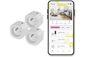OMAJIN by Netatmo Pack de 3 Prises Connectées (Type E) Programmables, Suivi de Consommation, Contrôle à distance, Compteur d'Énergie, Aucun Hub Requis, WIFI 2,4 GHz/Bluetooth, 16A/3 680 W, OBU-3SP-FR