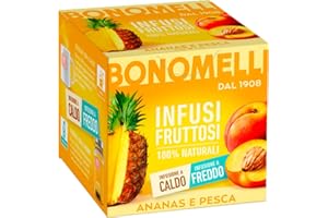 Bonomelli Infusi Fruttosi, Ananas e Pesca, Confezione da 12 Filtri, Gusto Dolce e Vellutato, Infusione a Caldo e a Freddo, Ingredienti 100% Naturali (24g)