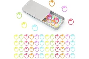 HMCEY 50 Piezas Marcadores de Punto en Espiral,Tejer Punto Marcadores de Puntos para Ganchillo,Marcadore Crochet Metal,Knitting Stitch Markers,Bloqueo Clip Puntada con Caja de Almacenamiento para DIY