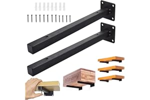 BUZIFU 2 Pezzi Staffe per Mensole 12inch/30cm Galleggiante Supporto Mensole Staffe per Mensole Pesanti Staffe per Scaffali Industriale Supporto di Metallo Nero per Mensola Galleggiante, Portante 30kg