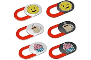 KARBOME Tapa Webcam Ultrafina con indicador Rojo (6 Unidades) | Tapar Camara portatil PC, Mac y Tablet | Smiley, Café, Cupcake | Set-C