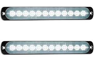 RIGIDON 2 Pcs Ultra Thin 12 LED luci di emergenza Bianco Lampada di Emergenza Strobo Barra Luminosa, 12V 24V Impermeabile Luce Lampeggiante per 4x4 Car SUV Truck Trailer Camper Motorcycle furgone