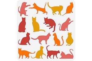 FINGERINSPIRE Cat Stencil 30 x 30 cm Reusable Cat Stencil for Painting DIY Crafts Cute Cat Pattern Stencil Animal Stencils for Painting on Wall, Furniture, Wood and Paper