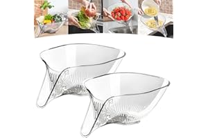 sancuanyi Abtropfsieb Spülbecken,Kunststoff Multifunktionaler Abflusskorb,Küchensieb Lunststoff,Abflussschüsselkorb zum Waschen von Lebensmitteln, Gemüse, Obst (2 Stück) (transparent)
