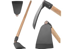 KADAX Trädgårdshacka med långt träskaft och robust stålblad, hacka av smitt stål, planthacka för trädgårdsarbete, ogräshacka (med skaft)