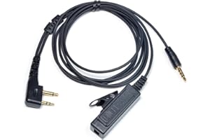 HYSHIKRA Uniwersalny kabel audio 2-pinowy na 3,5 mm z PTT, kompatybilny z Midland G7 Pro G8 G9 pro M24 M24 Plus M48 M99 G6 XT G7 XTR i 3,5 mm Audio Input Interface słuchawki z mikrofonami
