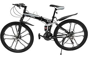 DCSYOG Bicicletta pieghevole da 26 pollici, 21 marce, mountain bike, con freno a disco, per ragazze, ragazzi, uomini e donne