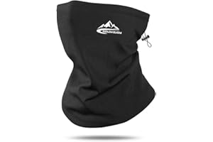 ROSAUI Spring Neck Gaiter Balaclava Bandanas Thermal Fleece Scarf Face Mask Covering Warmer Reusable Washable Windpoof Fishing Hiking Riding Skiing Snowboading Outdoor Sports for Men and Women Black