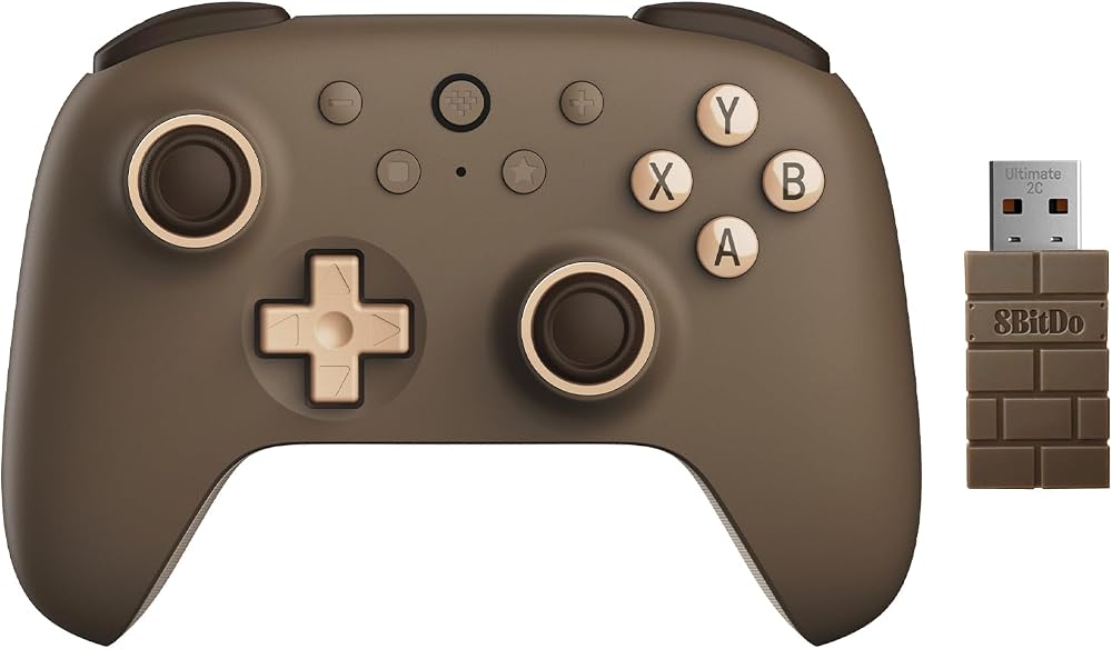 AKNES 8Bitdo Ultimate 2C 2.4G Kablosuz Kumanda, Windows PC ve Android için, Hall Efektli Joystickler ve Hall Trigger, 1000Hz Yoklama Hızı ve Eşlenebilir L4/R4 Düğmeleri ile (Brownie)