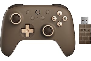 AKNES 8Bitdo Ultimate 2C 2.4G Kontroler Bezprzewodowy dla Windows PC i Android, z Joystickami z Efektem Halla i Triggerami Halla, 1000 Hz Polling Rate i Mapowalne Przyciski L4/R4 (Brązowy)