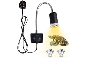DoRight E27 Reptile Heat Lamp Holder with 2X 25W UVA UVB Heat Spotlight Bulb, E27 Lamp Base 100W MAX Tortoise Basking Lamp for Reptiles with 360° Flexible Gooseneck, Standard UK Plug