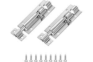 acdokuk 2 Pcs Door Lock, Stainless Steel Bathroom Door Lock,3 Inch Slide Door Latch Bolts Lock with Screws for Bathroom Toilet Shed Door Furniture Pet Gate