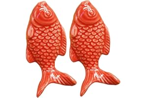 FBSHOP(TM) 2PCS 55mm rot Cute Fisch Form Keramik Türknauf Griff Knöpfe für Schrank/Schublade/Bad/Kinderzimmer, Great & Fun Decor,7 Farben erhältlich