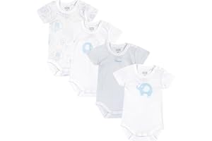 Chicco, Body Neonato e Neonata, Set di 4 Body con Maniche Corte in 100% Cotone, Unisex Bambino e Bambina 0-24 Mesi, Designed in Italy