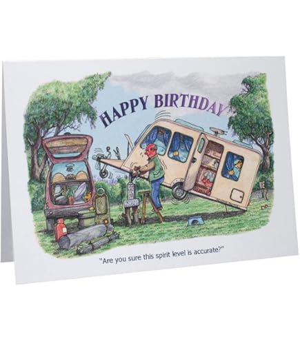 Armand Foster Grußkarte 'Happy Birthday Caravanning' – A5, Lustiger Karavaning-Spruch, Blanko Innen