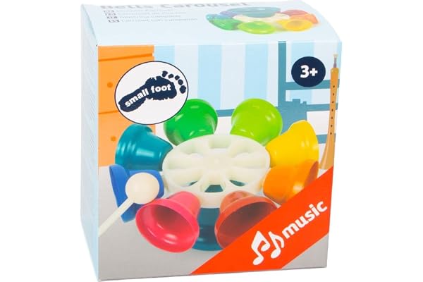 small foot 11694 carrousel de Cloches, coloré avec Support, 8 pièces avec maillet et 8 chansons, Instrument de Musique dés Le Plus Jeune âge, à partir de 3 Ans