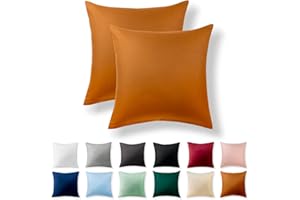 ‎ALREYA Alreya 2er-Set Renforcé Kissenbezug 50 x 50 cm - 100% Baumwolle mit YKK Reißverschluss, Superweicher Kopfkissenbezug 50x50, Kissenhülle, Zimtbraun, nur Kissenbezug