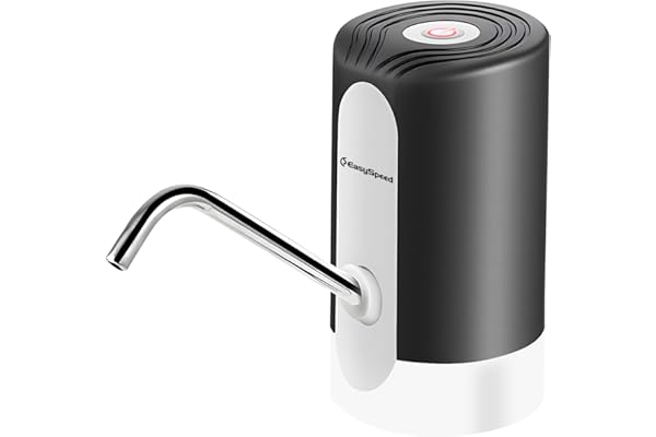 EASYSPEED Distributeur Eau,Distributeurs à Eau avec 2 Adaptateurs, Pompe à Eau Automatique Distributeur d'eau Portable Rechargeable par USB, Bouteilles pour Le Camping,La Maison Et Le Bureau,Noir