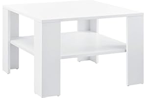 [en.casa] Tavolino Centrale da Salotto Tavolo Basso con Ripiano Tavolino da caffè con Piano Quadrato e Gambe a L 60 x 60 x 40 cm Bianco