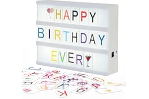 OPAHUTER Lettere di Scatole Luminose A4 con 192 Lettere Numeri Simboli ed Emoji, Box Luminosa Lettere, Lightbox LED Decor per la Casa, Matrimonio, Feste di Compleanno